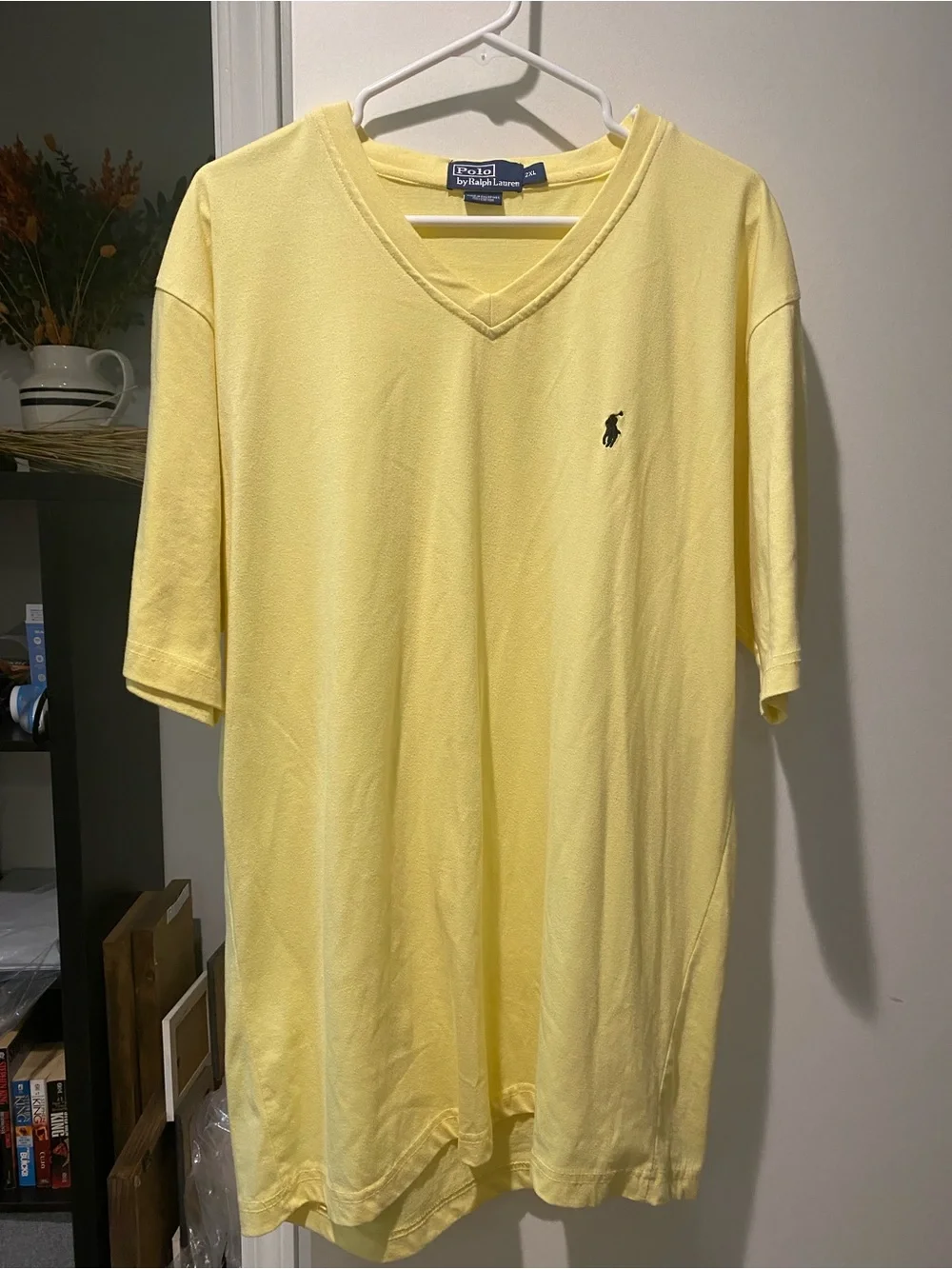 Polo by Ralph Lauren Men's Yellow V-Neck Short Sleeve Cotton Logo Tee 2XL